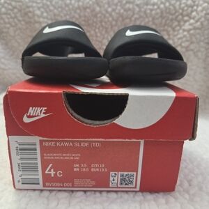 Nike Kawa Slide Sandals - Black with White Swoosh Toddler Sz4